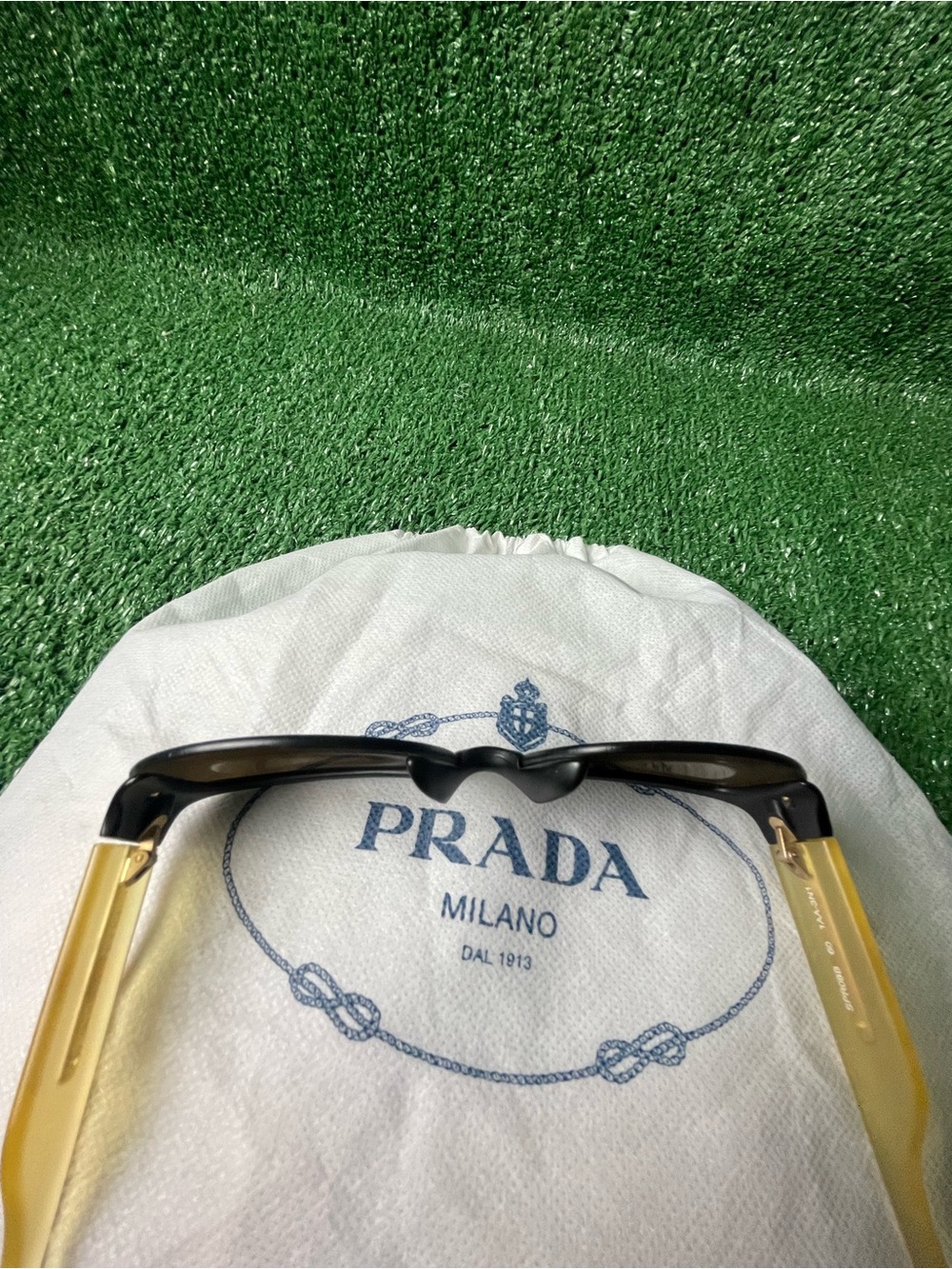 Prada Two-Tone Cat Eye Sunglasses in Black and Yellow - Picture 12 of 15